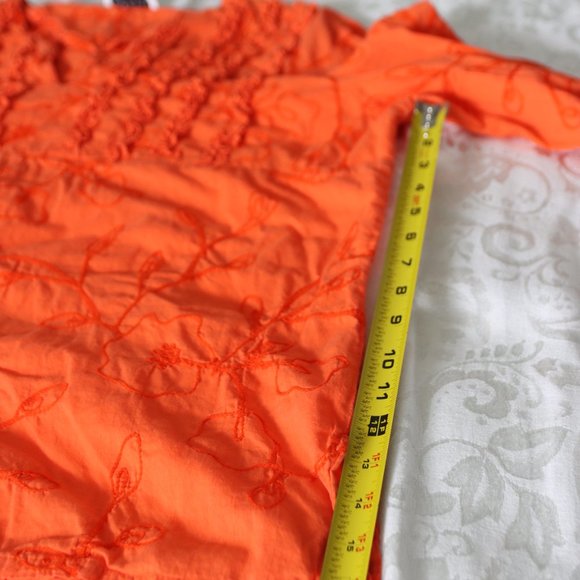 Beautiful Sandy Starkman Orange embroidered ruffled tunic top lightweight XL - Picture 8 of 11